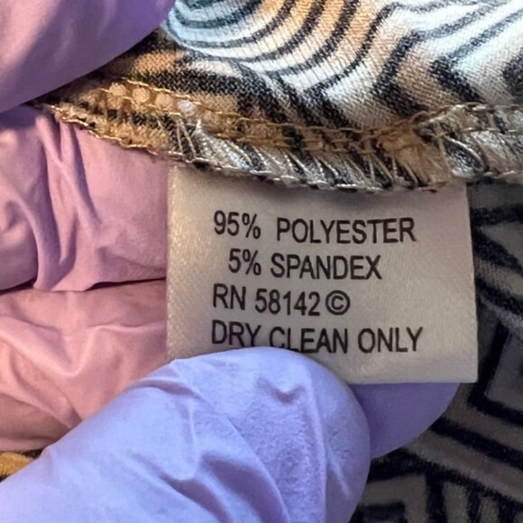 London Times Petites Brown Geometric Print 3/4 Sleeves Mock Wrap Dress Size 8P - Picture 8 of 11